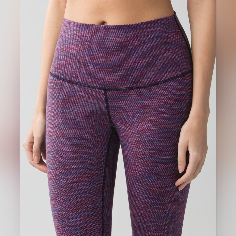 Lululemon Wunder Under Crop II (Roll Down)Diamond Jacquard Space Dye Naval Blu